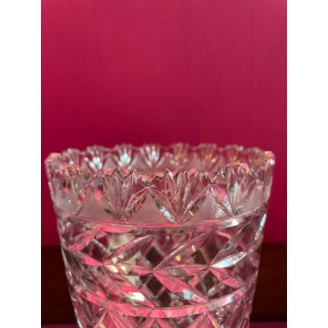 GRANDE VASO VINTAGE CRISTALLO di BOEMIA MOLATO BOHEMIAN CRYSTAL VASE 30,5 cm/h