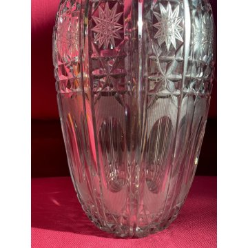 GRANDE VASO VINTAGE CRISTALLO di BOEMIA MOLATO BOHEMIAN CRYSTAL VASE 33 cm/h