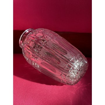 GRANDE VASO VINTAGE CRISTALLO di BOEMIA MOLATO BOHEMIAN CRYSTAL VASE 33 cm/h