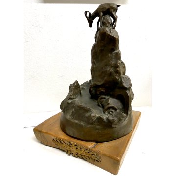 GRANDE SCULTURA TROFEO BRONZO FUTURISTA SPORT AUTOMOBILISMO VETTA MONTAGNA CAPRA