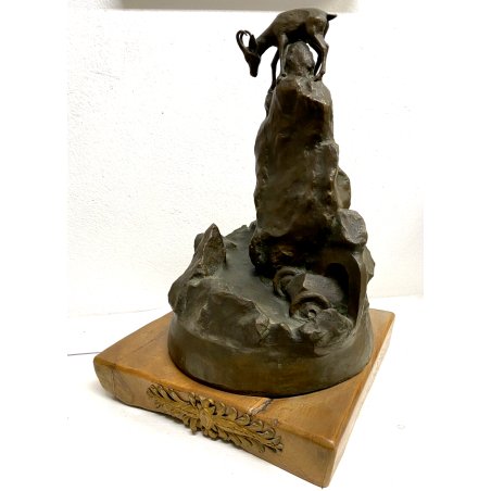 GRANDE SCULTURA TROFEO BRONZO FUTURISTA SPORT AUTOMOBILISMO VETTA MONTAGNA CAPRA