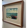 QUADRO DIPINTO F. Alberti MATERICO TECNICA MISTA RILIEVO PAESAGGIO MARINA BARCA