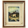 QUADRO DIPINTO F. Alberti MATERICO TECNICA MISTA SCORCIO BAITA PAESAGGIO MONTANO