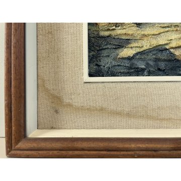 QUADRO DIPINTO F. Alberti MATERICO TECNICA MISTA SCORCIO BAITA PAESAGGIO MONTANO