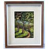QUADRO DIPINTO F. Alberti MATERICO TECNICA MISTA PAESAGGIO BOSCO SENTIERO 1972