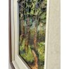 QUADRO DIPINTO F. Alberti MATERICO TECNICA MISTA PAESAGGIO BOSCO SENTIERO 1972