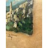 DIPINTO OLIO CARTA SPOLVERO Mirella Perego PAESAGGIO VEDUTA Bussana Vecchia '900