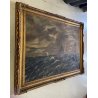 ANTICO GRANDE QUADRO OLIO T. Chiappa MARINA VELIERI MARE TEMPESTA BURRASCA '800