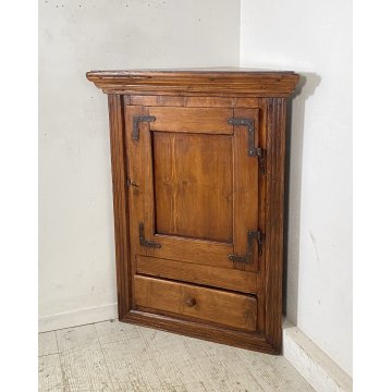 ANTICA Credenza Angoliera LEGNO ABETE Arte Povera 1900 MOBILE ANGOLO OLD RUSTICA