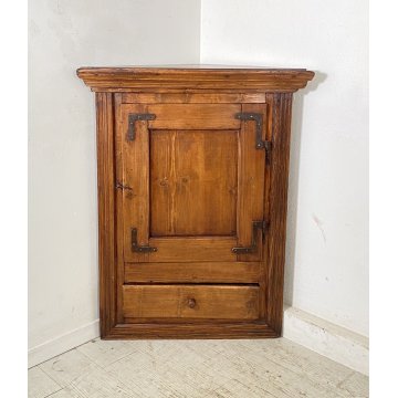 ANTICA Credenza Angoliera LEGNO ABETE Arte Povera 1900 MOBILE ANGOLO OLD RUSTICA