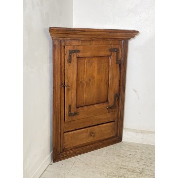 ANTICA Credenza Angoliera LEGNO ABETE Arte Povera 1900 MOBILE ANGOLO OLD RUSTICA