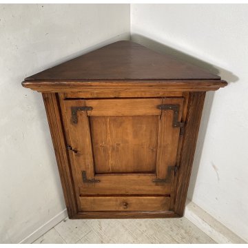 ANTICA Credenza Angoliera LEGNO ABETE Arte Povera 1900 MOBILE ANGOLO OLD RUSTICA