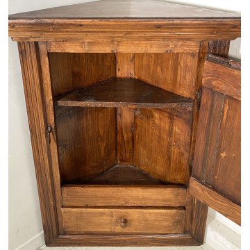 ANTICA Credenza Angoliera LEGNO ABETE Arte Povera 1900 MOBILE ANGOLO OLD RUSTICA