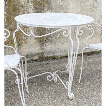 TAVOLO DA ESTERNO VINTAGE GIARDINO FERRO BIANCO DESIGN ANNI 70 FIORE OLD TABLE