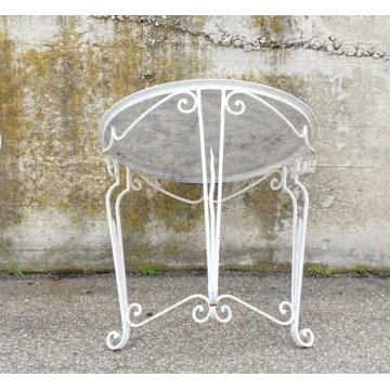 TAVOLO DA ESTERNO VINTAGE GIARDINO FERRO BIANCO DESIGN ANNI 70 FIORE OLD TABLE