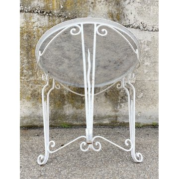 TAVOLO DA ESTERNO VINTAGE GIARDINO FERRO BIANCO DESIGN ANNI 70 FIORE OLD TABLE