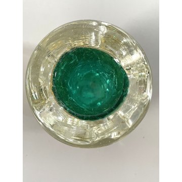 VASO VETRO MURANO SOFFIATO VERDE FOGLIA ORO BAROVIER & TOSO ø 6,5 x 6,5 cm/h '40