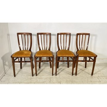 LOTTO 4 SEDIE ANTICHE VITTORIANE LEGNO NOCE FINE 1800 PRIMI 1900 CHAIR OLD CHAIR