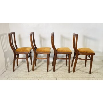 LOTTO 4 SEDIE ANTICHE VITTORIANE LEGNO NOCE FINE 1800 PRIMI 1900 CHAIR OLD CHAIR