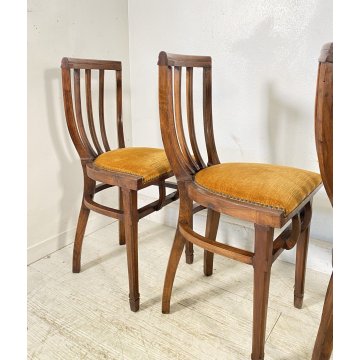 LOTTO 4 SEDIE ANTICHE VITTORIANE LEGNO NOCE FINE 1800 PRIMI 1900 CHAIR OLD CHAIR