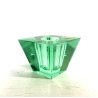 PORTA CANDELE VINTAGE VETRO MURANO Cesare Toso TAGLIO DIAMANTE VERDE ACQUA '70s