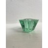 PORTA CANDELE VINTAGE VETRO MURANO Cesare Toso TAGLIO DIAMANTE VERDE ACQUA '70s