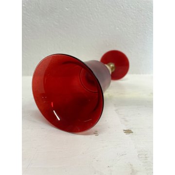 GRANDE CALICE COPPA VETRO SOFFIATO Murano ROSSO RUBINO STILE BAROCCO 24cm/h '900