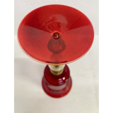 GRANDE CALICE COPPA VETRO SOFFIATO Murano ROSSO RUBINO STILE BAROCCO 24cm/h '900