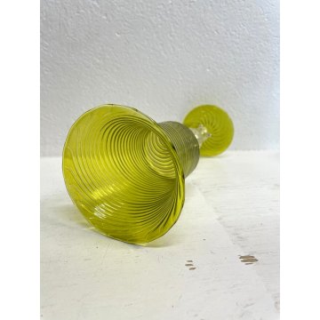 GRANDE CALICE COPPA VETRO SOFFIATO Murano GIALLO STILE BAROCCO 25,5 cm/h '900