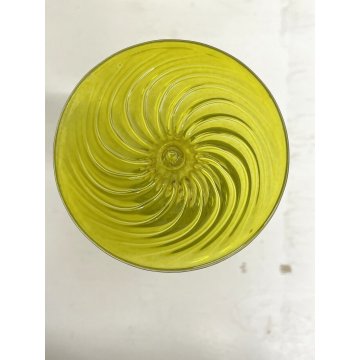 GRANDE CALICE COPPA VETRO SOFFIATO Murano GIALLO STILE BAROCCO 25,5 cm/h '900