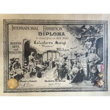 DIPLOMA MEDAGLIA International Exhibition London 1924 Modern Arts and Industry