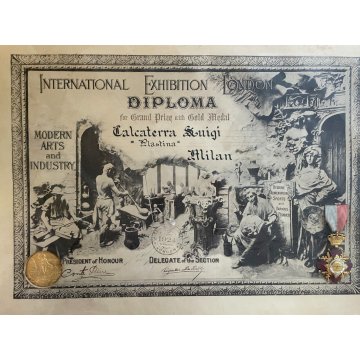 DIPLOMA MEDAGLIA International Exhibition London 1924 Modern Arts and Industry