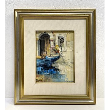 QUADRO DIPINTO OLIO Antonio di Viccaro MATERICO SPATOLA CANALE Venezia MARINA