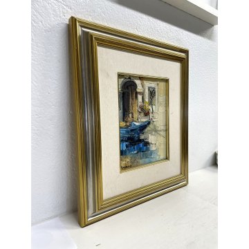 QUADRO DIPINTO OLIO Antonio di Viccaro MATERICO SPATOLA CANALE Venezia MARINA