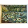 DIPINTO OLIO TELA COPIA D'AUTORE Scuola Artisti Romani CLAUDE MONET Lago Ninfee