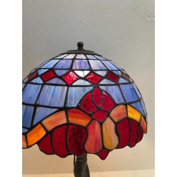 LAMPADA TIFFANY DONNA OTTONE 48 cm VINTAGE SCRIVANIA TABLE LAMP MOSAICO VETRO