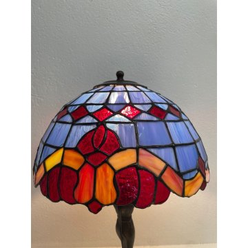 LAMPADA TIFFANY DONNA OTTONE 48 cm VINTAGE SCRIVANIA TABLE LAMP MOSAICO VETRO