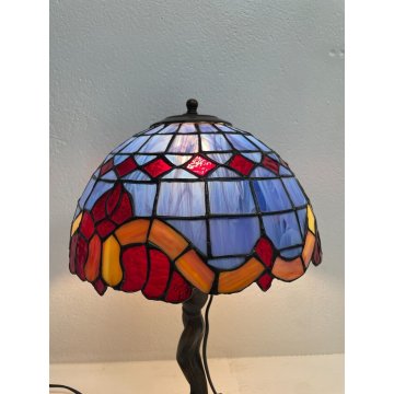 LAMPADA TIFFANY DONNA OTTONE 48 cm VINTAGE SCRIVANIA TABLE LAMP MOSAICO VETRO