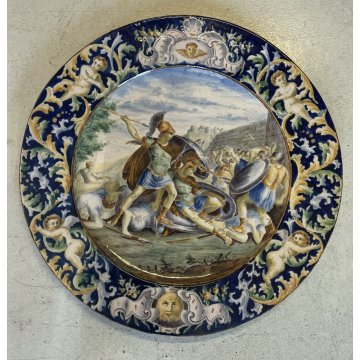 GRANDE PIATTO PARATA CERAMICA G. Battaglia Napoli SCENA MITOLOGICA ø 60 cm '800