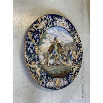 GRANDE PIATTO PARATA CERAMICA G. Battaglia Napoli SCENA MITOLOGICA ø 60 cm '800