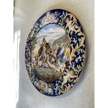 GRANDE PIATTO PARATA CERAMICA G. Battaglia Napoli SCENA MITOLOGICA ø 60 cm '800