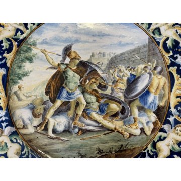 GRANDE PIATTO PARATA CERAMICA G. Battaglia Napoli SCENA MITOLOGICA ø 60 cm '800