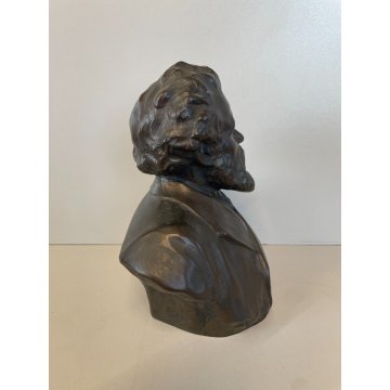 SCULTURA TUTTOTONDO Giosuè Carducci BUSTO UOMO RITRATTO BRONZO FIGURA EPOCA '900