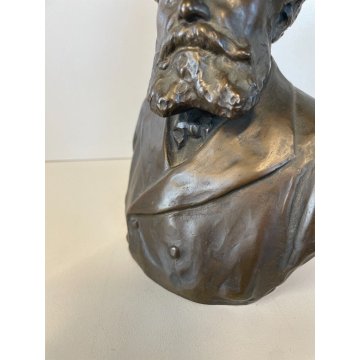 SCULTURA TUTTOTONDO Giosuè Carducci BUSTO UOMO RITRATTO BRONZO FIGURA EPOCA '900