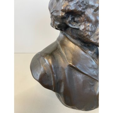 SCULTURA TUTTOTONDO Giosuè Carducci BUSTO UOMO RITRATTO BRONZO FIGURA EPOCA '900