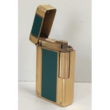 ACCENDINO TASCA St Dupont LACCA CINESE VERDE France VINTAGE GOLD LIGHTER BRIQUET