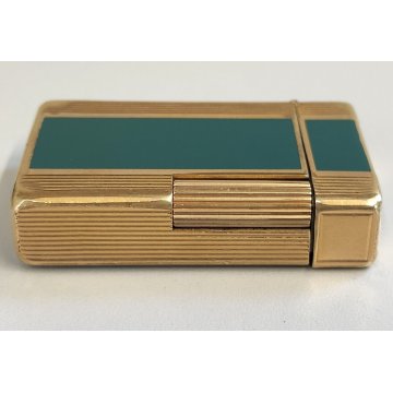 ACCENDINO TASCA St Dupont LACCA CINESE VERDE France VINTAGE GOLD LIGHTER BRIQUET