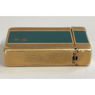 ACCENDINO TASCA St Dupont LACCA CINESE VERDE France VINTAGE GOLD LIGHTER BRIQUET