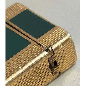 ACCENDINO TASCA St Dupont LACCA CINESE VERDE France VINTAGE GOLD LIGHTER BRIQUET