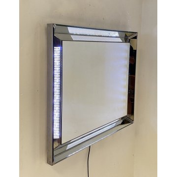 DESIGN SPECCHIO RETRO ILLUMINATO LED COLORI VINTAGE MIRROR ANNI 70 METALLO BAGNO